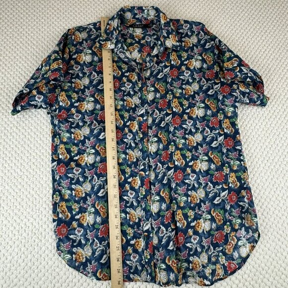 Lauren Ralph Lauren Black label Floral Button-Up Shirt Size L 100% linen‎ women - Picture 8 of 9